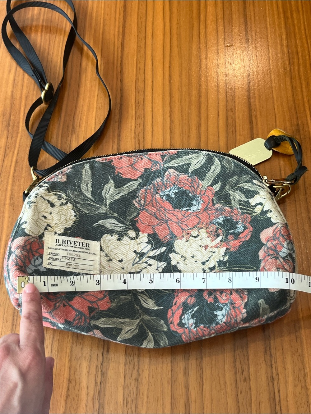 R Riveteer Canvas  Purse w Adjustable Strap Handmade in USA - Picture 6 of 7
